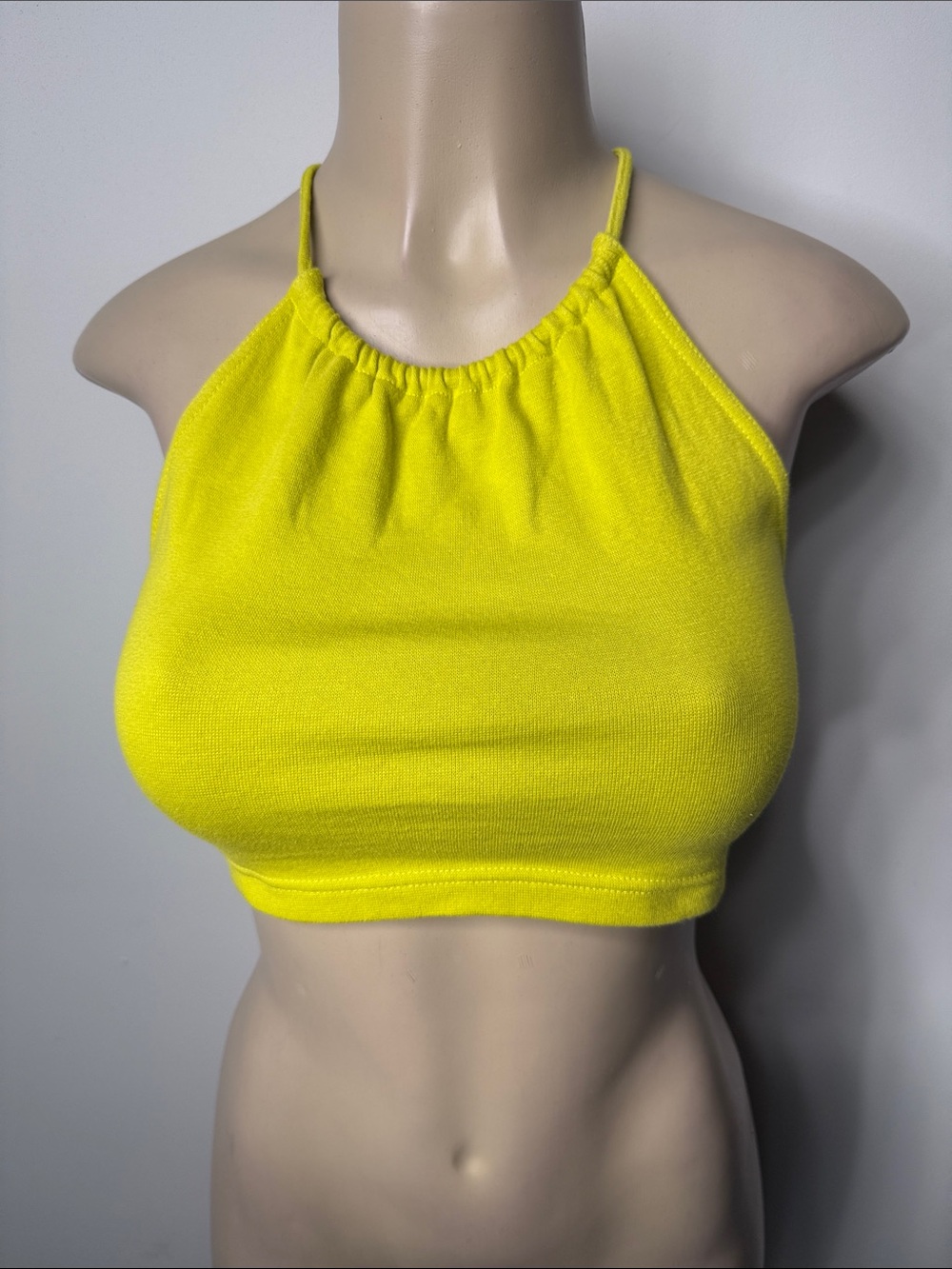 Sunny Halter Crop Top - Vibrant Yellow lime undertone